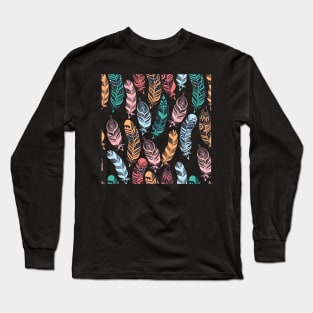 Feathers Boho Pattern Long Sleeve T-Shirt